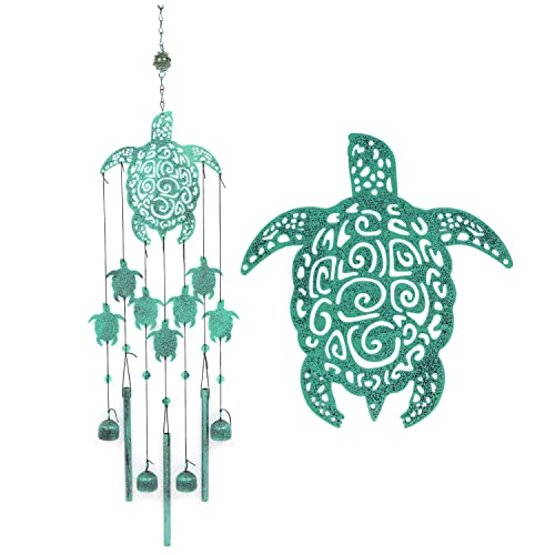 CQNET Turtles Wind Chimes Sea Green Tortoise Beach Theme Windchimes Outdoor Seaside Decor Tone Tribal Turtles Music Wind Chimes (Green)