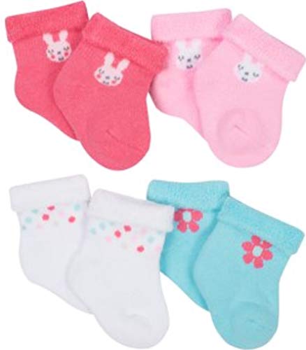 Gerber Baby Girl 0-6 Months Wiggle Proof Stay On, Organic Cotton Ankle Bootie Sock, 4-Pack #TOP26