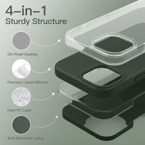 Image of JETech Silicone Case for iPhone 15 Pro, Cypress | Cover Silky Soft Touch, Shockproof Protection, Scratch Resistant, Microfiber Lining