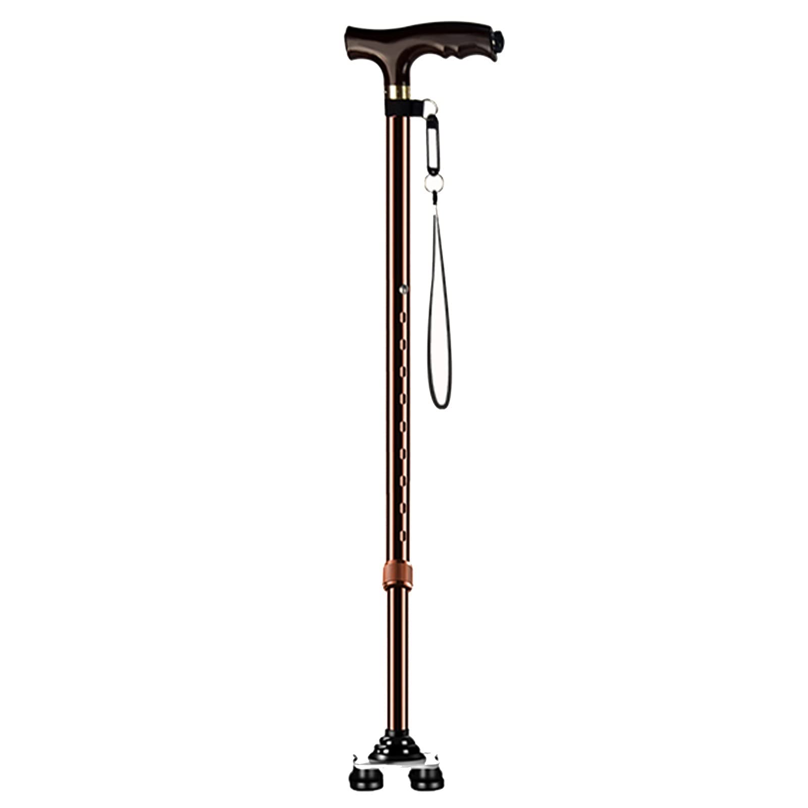 Bastones livianos Marrones para Mujeres y Hombres, Altura Ajustable, portátil, sin Plegable, bastón, con luz LED