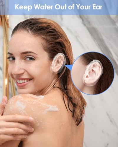 Image of FEORA 200 Pieces Transparent Ear Cover for bathing Ear Caps for Shower Waterproof Ear Protection from Water Ear Cap for Women Hair Dye Bathing Ear Protector from Water Salon Accessories