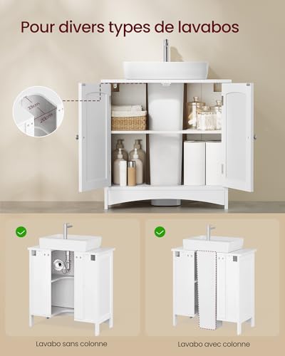 Meuble sous lavabo Blanc Nuage MDF 60 cm VASAGLE