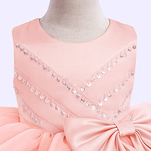 Flower Girls Sequins Bowknot Tutu Dress For Infant Baby Christening Baptism Communion Birthday Party Formal Dress Toddler Princess Pageant Wedding Bridesmaid Organza Tulle Dresses Pink 6-12 Months #TOP2