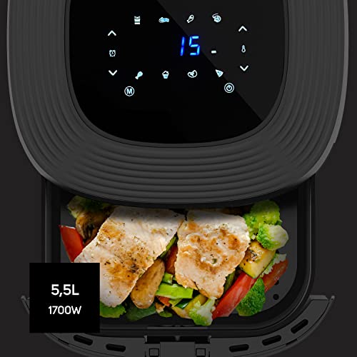 Heißluftfritteuse | ohne Öl | 5,5 l | 800 g Kartoffeln | 8 Programme | Touchscreen | Timer | bis 200 °C… – Ansicht 6