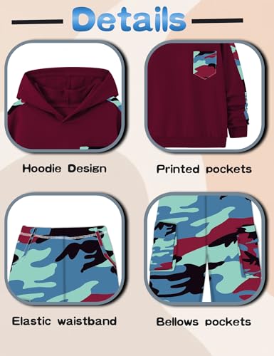 Image of mksodopy Boys Clothes Long Sleeve Hoodie and camouflage cargo pants Boy Outfits for 6-16 Years