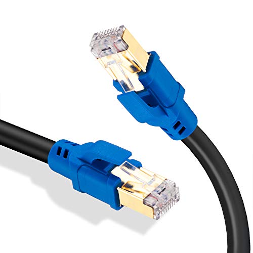 Cat8 Ethernet Cable 12Ft,Tan QY Higher Speed Than Gigabit Cat 7 Cable, 26AWG 40Gbps 2000Mhz SSTP LAN Cables with Gold Plated RJ45 Connector for Router, Modem, Gaming, Xbox (12Ft 4M, Blue)