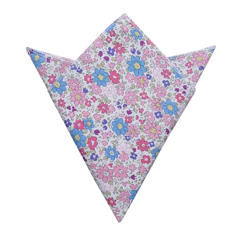 Image of YourTies Cotton Floral Tie for Men 2.5 inch Printed Skinny Necktie Pocket Square Tie Clip Set Flower Wedding Party Groom