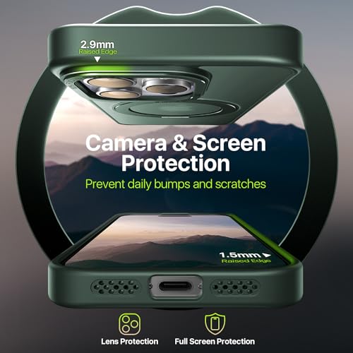 Funda iPhone 15 Pro anillo 360 grados EXW marco elevado verde C360 5
