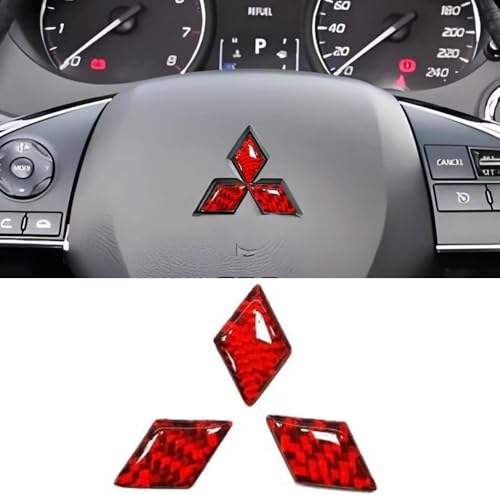 Adesivi con Logo sul Volante per Mitsubishi Space Star A00 I 2012-2019, Adesivo Distintivo Volante Auto Decorazione Volante Dell'Auto Adesivo Logo Emblema,Red