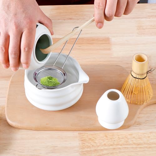 Set tradicional de té Matcha con accesorios cerámicos miniatura 5