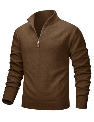 Image of MAGCOMSEN Men's Quarter Zip Pullover Lightweight Mock Neck Polo Sweater Long Sleeve Warm Fall Winter Pullover Sweaters