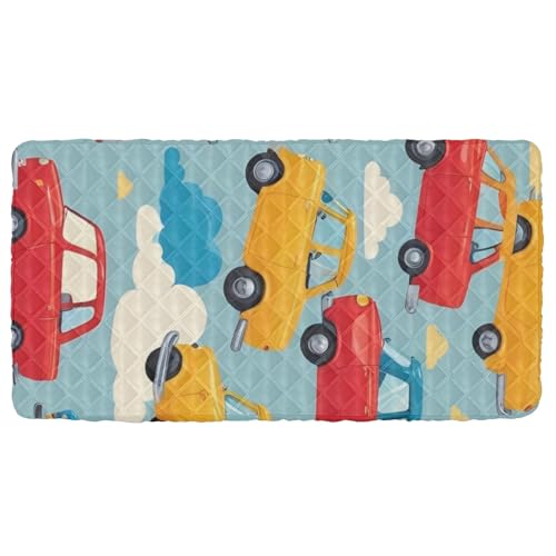 Hezely Toddler Fitted Sheet, Toddler Mattress, Portable Folding Mattress for Kids 49.6x24.8 Inch,Cute Cars Pattern (1 pcs)