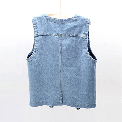 Chaleco de mezclilla para mujer con cuello en V estilo casual de primavera 2