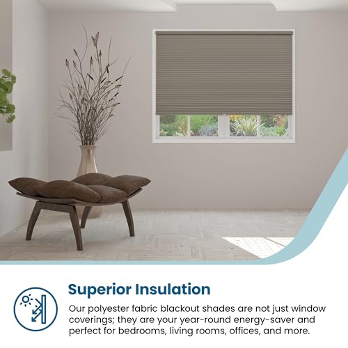 BlindsAvenue Cellular Honeycomb Cordless Shade, 9/16" Single Cell, Blackout, Warm Cocoa, Size: 71" W x 48" H