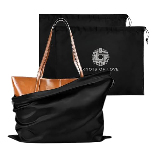 Image of Silk Dust Bag for Handbag, Purses, Shoes, Boots - Silk Drawstring Dustproof Storage Pouch, Reusable and Travel Organizers (2, Black, 16in x 20in)