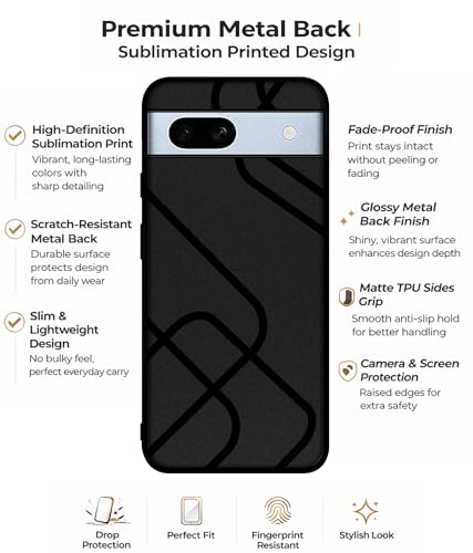 Image of Zig-Zag Black Line Design Premium 2D Printed Metal Back Case Cover for Google Pixel 7A 5G