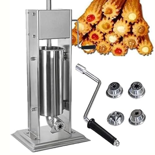SICWEDIM Manual Churro Maker,Commercial 2L,3L,5L,7L,10L,15L Manual Spanish Donut Churro Maker Machine with 5 Kinds of Molds (2L)
