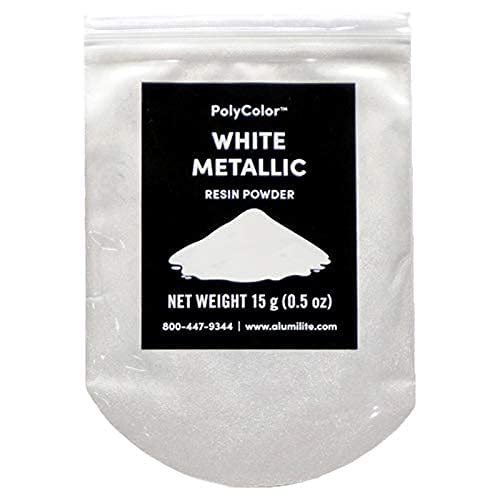 White Metallic Powder (Polycolor) - Mica Powder For Epoxy Resin Kits, Casting Resin, Tumblers, Jewelry, Dyes, And Arts And Crafts! Color Pigment Powder Creates Fast & Easy Metallic Effects! #TOP1