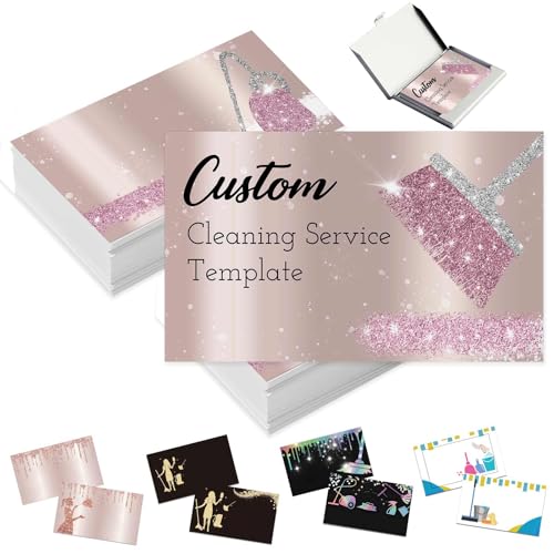 Custom Business Cards Personalized Business Cards with Photo for Small Business Customized with Logo Text 1000 500 200 100 Double Sided Printable Waterproof Business Cards-3.5" x 2"Cleaning Template