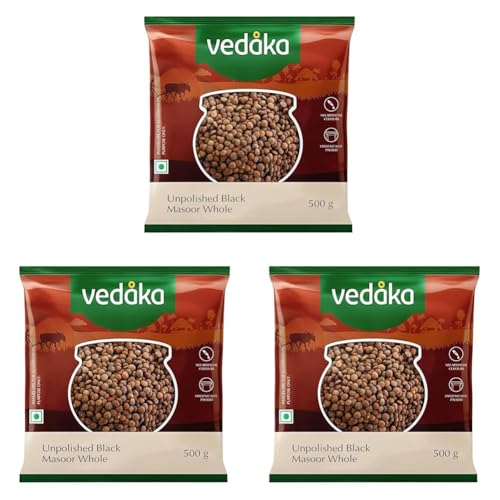 Image of Amazon Brand - Vedaka Unpolished Black Masoor Dal | Whole | 500 G | Premium Black Masoor Dal (Pack of 3)