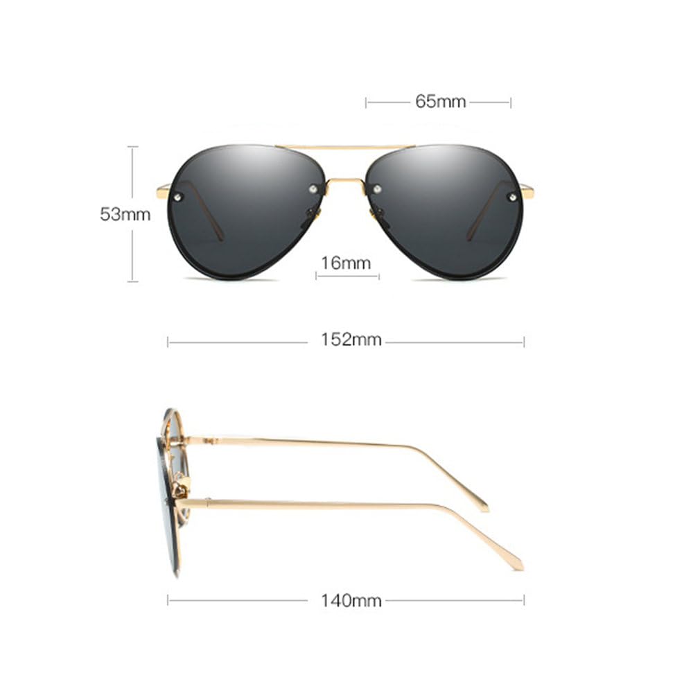 Gafas de sol sin montura para mujer Lentes con tinte amarillo Espejo Gafas rosas UV400