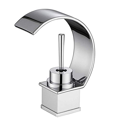 Mitigeur de lavabo haut de gamme style cascade avec finition chrome miroir