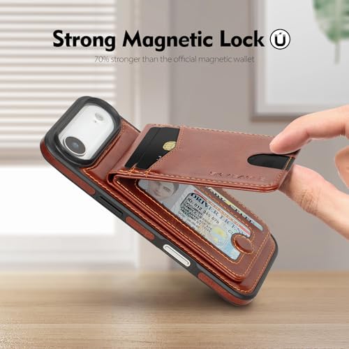 SkyEagle Compatible with Magsafe 2 in 1 Detachable iPhone Air Wallet Case with Card Holder for Women Men,Magnetic PU Leather RFID Blocking Flip Kickstand Credit Slots,for Apple 17 Air,Brown by SkyEagle - Used condition - Image 4