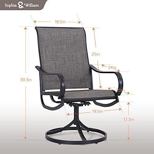 Sophia & William Patio Chairs All Weather Patio Dining Chairs Set Of 2 Swivel Patio Chairs Textilene High Back For Lawn Garden Backyard Weather Resistant-Black Metal Frame #TOP2