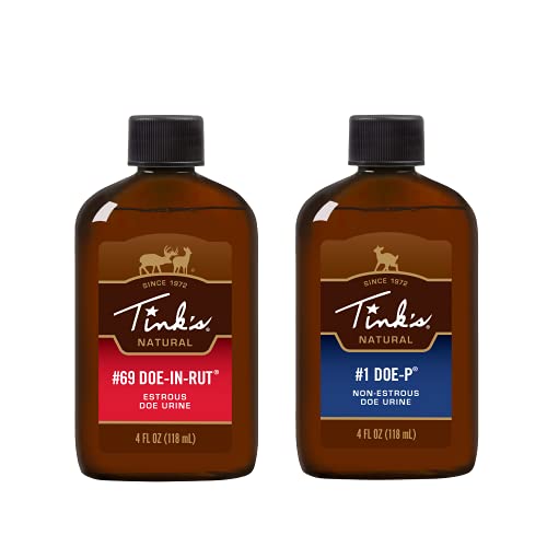 TINK'S #69 Doe-in-Rut Buck Lure & #1 Doe-P All Season Deer Lure 4 oz. Combo Pack