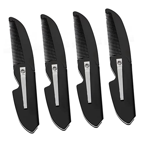 PACKOVE 4Pcs Folding Pocket Beard Combs Portable Styling Tool for Men Lightweight Travel Accessory for Grooming and Shaping Beards for Home Go Use