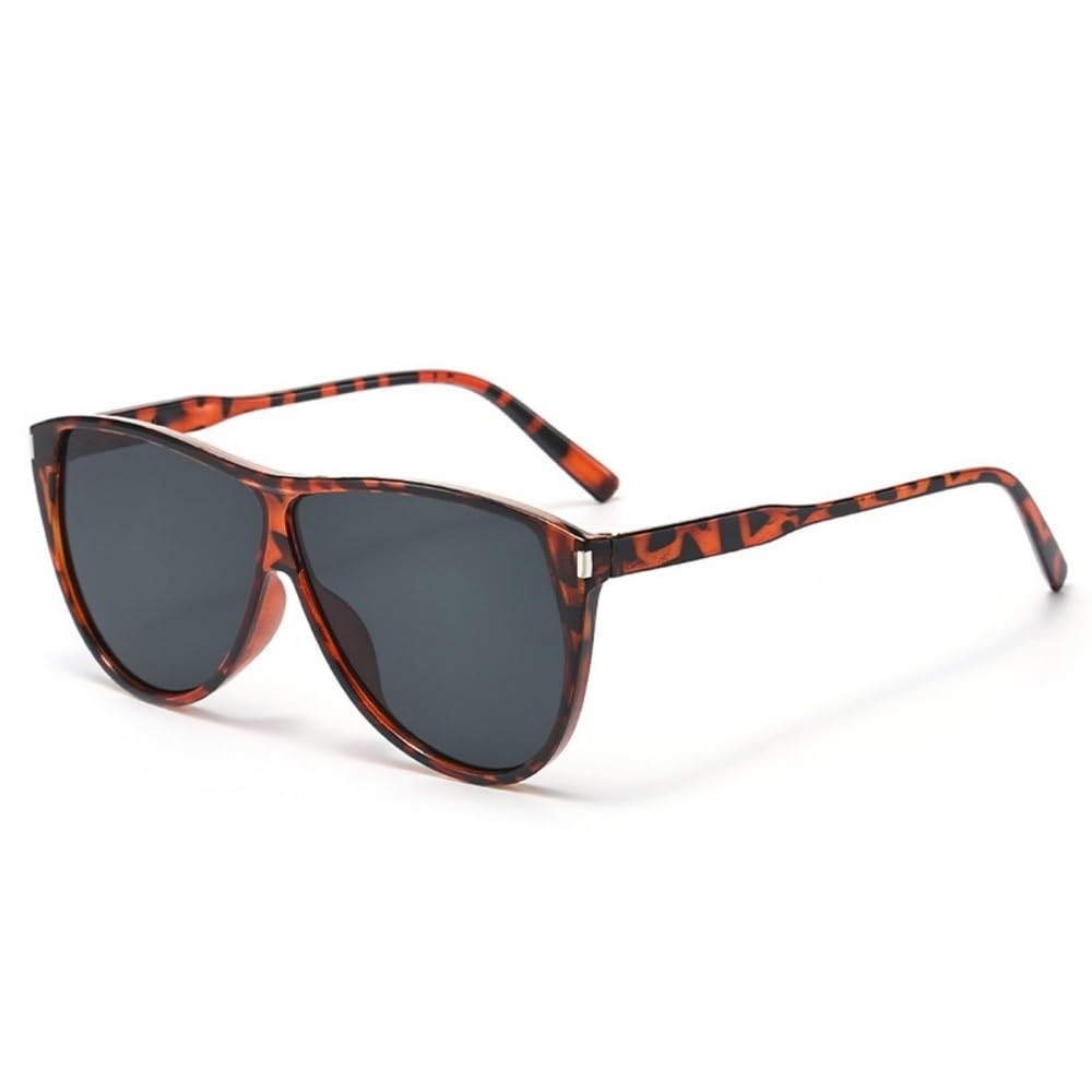 Occhiali da sole minimalisti alla moda, stile retrò oversize, montatura colorata, tendenza unica, occhiali protettivi UV, occhiali da guida classici, grigio leopardato