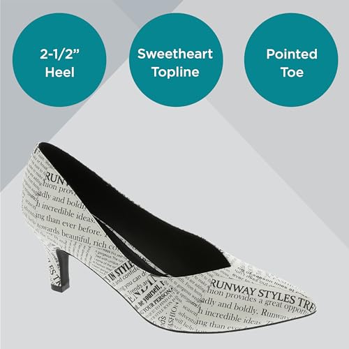 Masseys Women's Brianne Pointed Toe Low Heel Pump, 8.5 M (Medium), White and Black Newspaper3