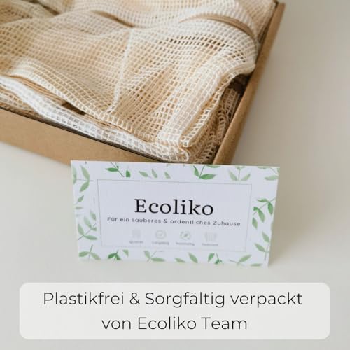 Ecoliko Wäschenetz aus Baumwolle für Waschmaschine, Wäschebeutel-Set (3 Stück) für BHs | Babykleidung | Feinwäsche, geruchsneutral & ohne Mikrofaser, Beige (S, M, L)