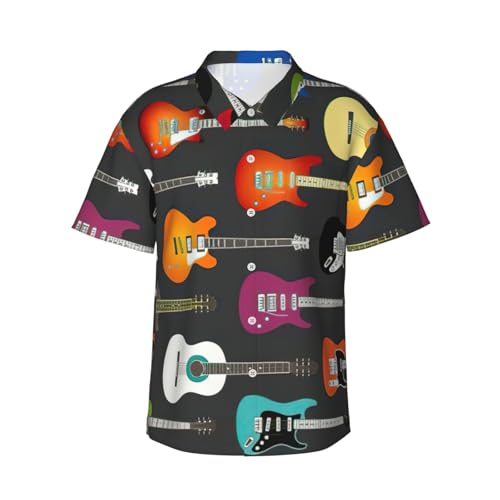 Chemise hawaïenne guitare acoustique short été décontracté look de plage coloré