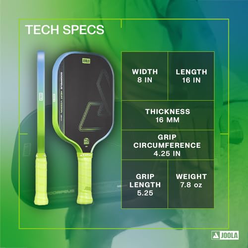 Image of JOOLA SCORPEUS Heat Vision 16mm Pickleball Paddle - Standard Shape - Textured Carbon Fiber Surface for Spin - SK Film for Reduced Vibration - USAP Approved - NFC Chip Enabled