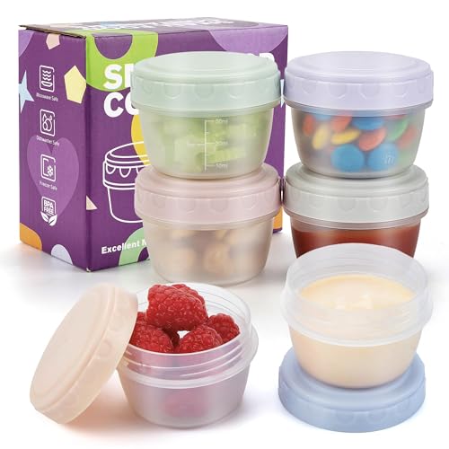 Izzydodo 6 Pack Salad Dressing Container to Go 2.7 oz Condiment Containers with Lids Sauce Containers for Lunch Box Reusable Sauce Cups Set for Snack Kitchen Storage Camping Travel (Morandi)