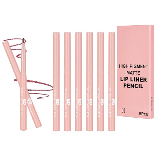 LOPHE Perfilador de Labios, 6 Colores Juego de Lápices de Labios, Lip Liner Stain, Multi-Liner, Lápiz Delineador, Perfiladores Retráctiles para Perfilar y Modelar Los Labios, Larga Duración (Tipo A)