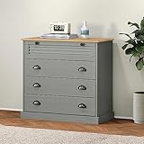 RAUGAJ Home Hardware - Cómoda businesa VIGO gris 80x40x76 cm madera maciza pino