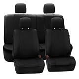 FH Group Universal Fit Full Set Deluxe Seat Cover - Leatherette (Black) (Airbag compatible and Rear Split, Fit Most Car, Truck, Suv, or Van, FH-PU007115)