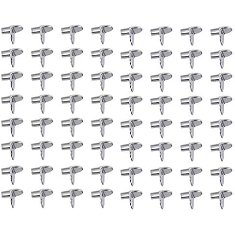 Concisea 80 Pcs Shelf Support Stud Pegs,Stainless Steel Shelf Support pins Studs peg Steel 5mm Pegs, Pins, Shelving Studs for Kitchen Cabinets Bookcases Closets Cover