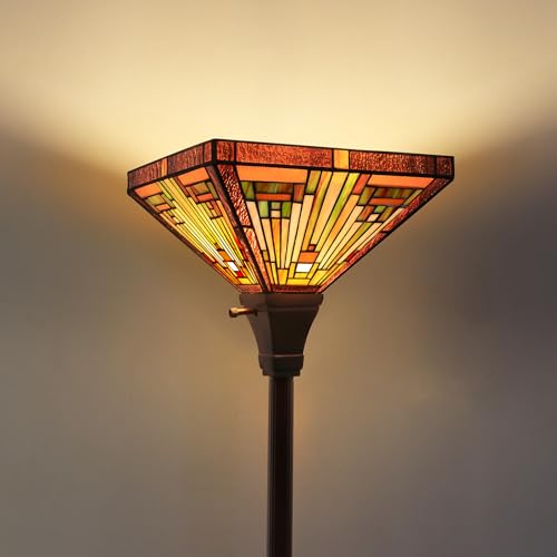 Capulina Tiffany Lamp Shade 12 Inches Wide Accessories Replacement Amber Brown Mission Tiffany Style Stained Glass Lampshade for Torchiere Floor Lamp and Pendant Light by Capulina - Image 5