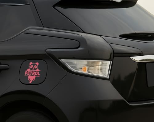 Image of Panda Petrol Sticker for Car - Waterproof Vinyl Fuel Tank Decal, Cute Cartoon Animal Petrol Cap Decoration, Durable & Easy to Apply (Pink)