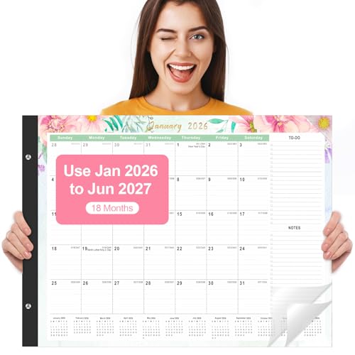 Gannyfer Calendario de escritorio grande 2023-2024, calendario de 18 meses de julio de 2023 a diciembre de 2024, calendario de escritorio de 22 x 17 pulgadas, suministros de oficina, perfecto para
