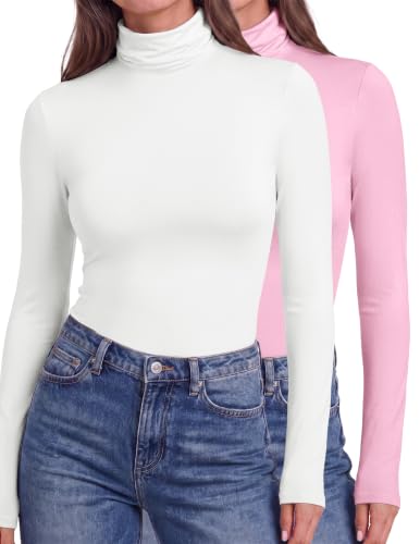 Ekouaer Womens Turtleneck Long Sleeve Shirts Basic Thermal Underwear Tops