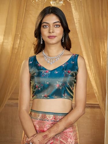 Garden Vareli teal tissue silk saree – image 7