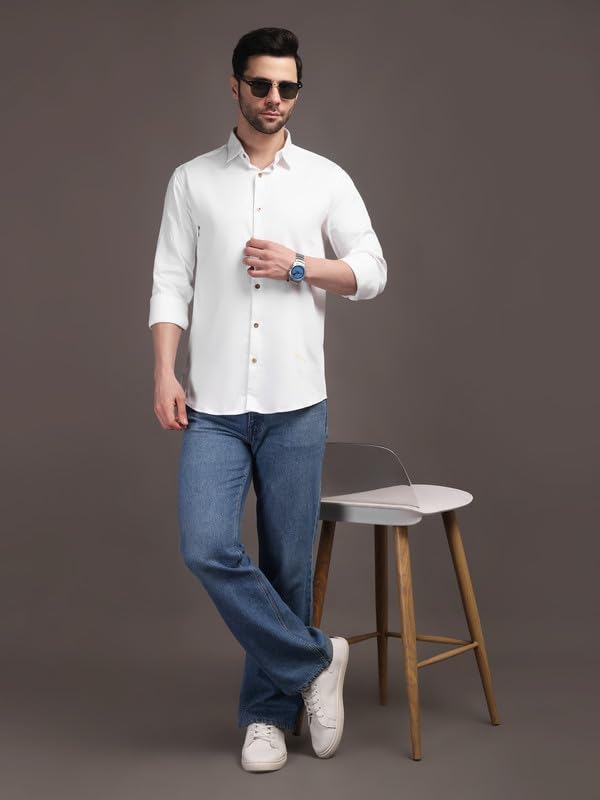 Image of The Stripp & Co Men's Full Sleeve Cotton Solid Shirt | Regular Fit Casual | Soft & Breathable Fabric | Button-Down Collared Formal,& Office Wear | Everyday Shirt | Sizes M to 2XL