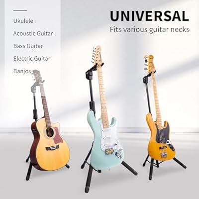 GUITTO Guitar Stand - Heavy Duty Auto-Lock, Adjustable & Foldable for Acoustic/Electric/Bass (33lbs Capacity), Non-Slip Base, Anti-Rust - Portable for Stage/Travel/Studio GGS-06