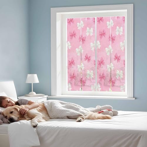 Película decorativa para ventana con lazo rosa y blanco miniatura 3
