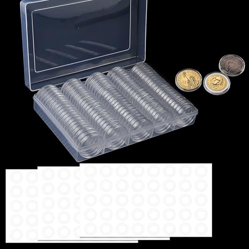 Yunyige Capsule Monete 2 Euro,Porta Monete da Collezione,33 mm Capsule per Monetes,Coin Capsules con 120 Guarnizione in Schiuma,Clear Plastic Coin Collection,5 Misure (17/20/25/27/30mm)