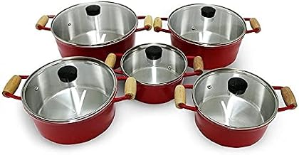 Conjunto de Panelas Caçarolas Cava 5 Peças Vermelho TVT
